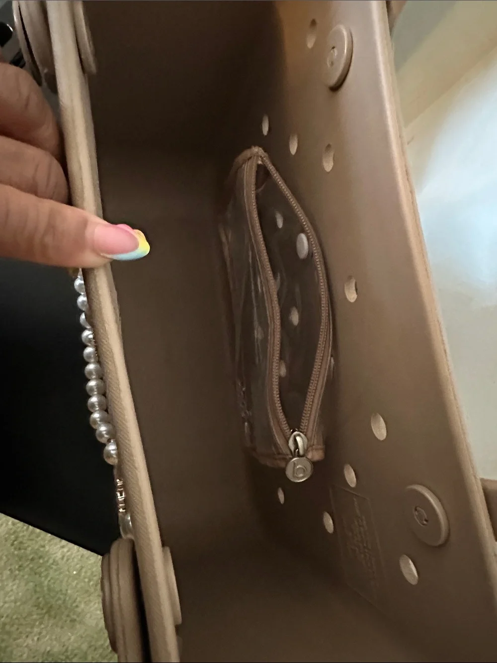 BOGG BAG petite tote in dusty blush with pearl and charm accents